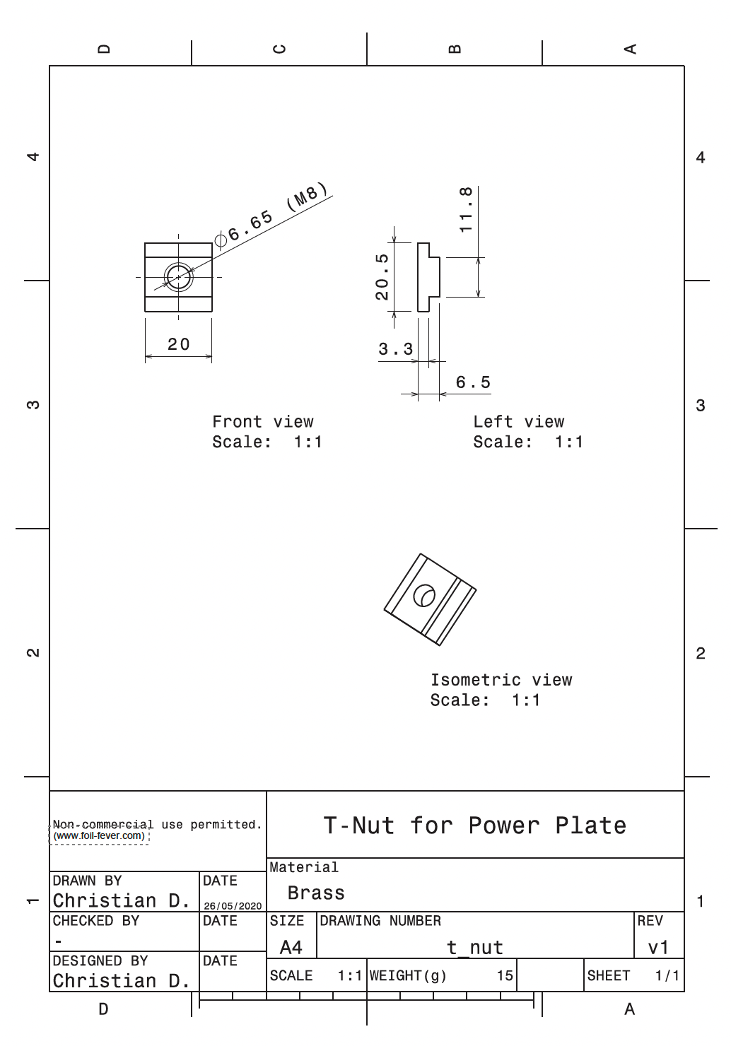 T-nut for power plate