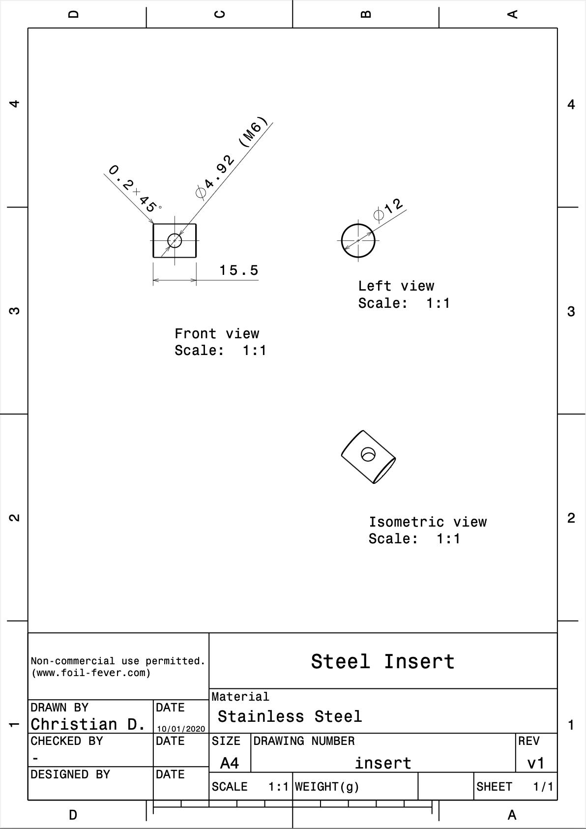 Steel Insert Drawing